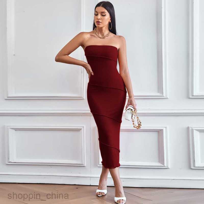 Basic Casual Women Dresses Spring/Summer New Style Sexy Bra Wrap Hip Dress Solid Color Dress Beach Long Dress