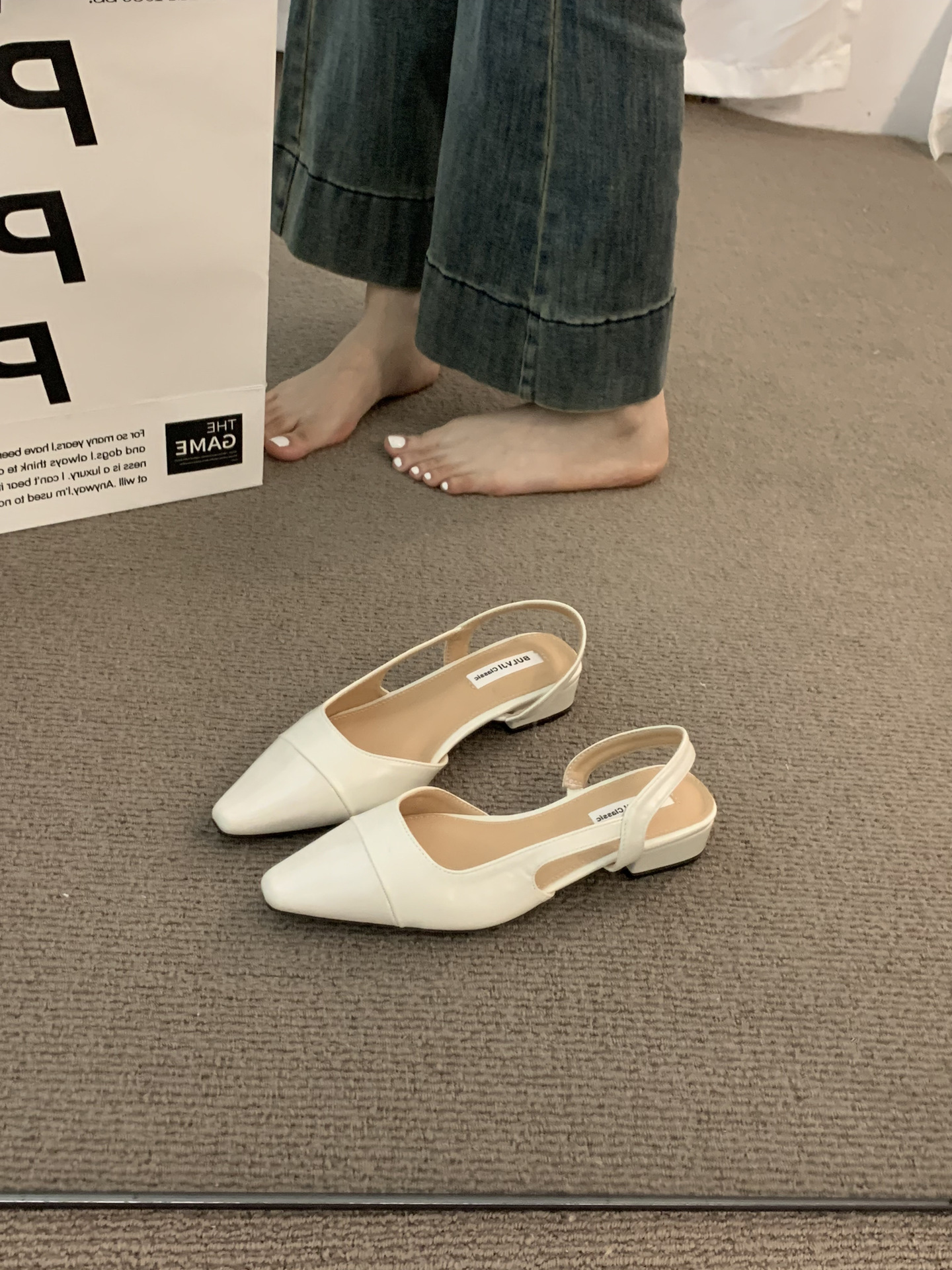 Women's Shoes New Design Korean version Chunky Heel Gentle Style Vintage Style Minimalist Style Triple Beige Free shipping