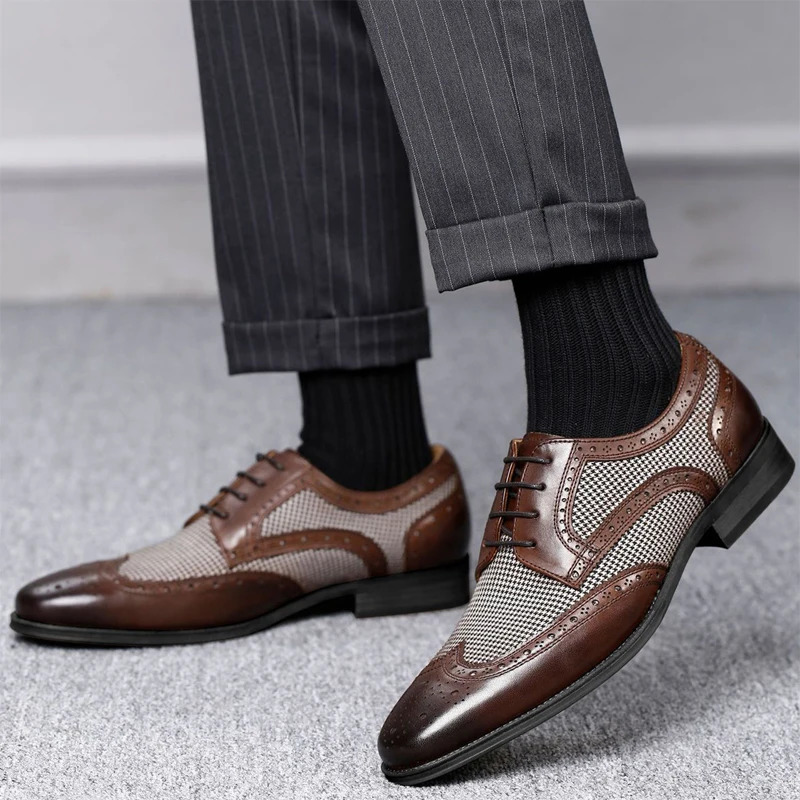 Quality Men Brogue Dress Shoes Classic Business Man Formal Shoes Casual Party Banquet Male Leather Shoes Oxfords Footwear 240614