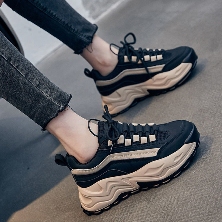 Autumn Women's Shoes Athleisure Heighten Breathable Comfortable Lightweight Versatile Shoes Triple Beige Free shipping
