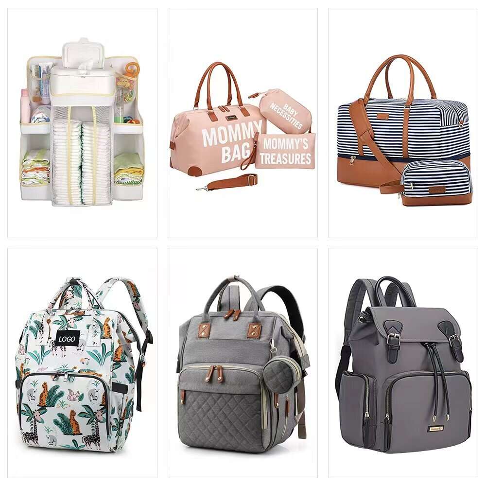 Mommy Fashionable Folding Baby Bed Mother Large Capacity Portable Milk Bottle Diaper Double Shoulder Mom's Bag H6.14#55 ddmythur
