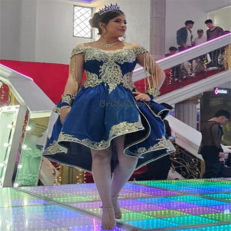 Two Piece Blue Quinceanera Dresses 2024 Vestio De 15 Anos Xv Quinceanera Masquerade Sixteen Short Birthday Party Dress Appliques Lace Debutante Sweet 