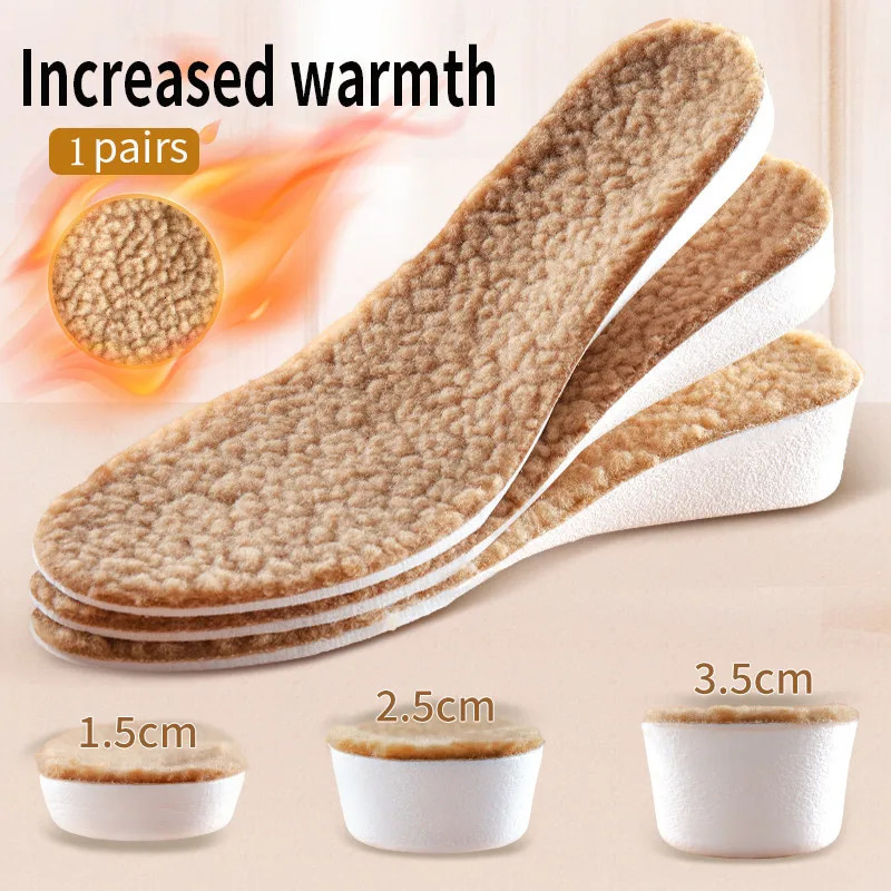 Winter womens thick wool fur warm insoles 240612