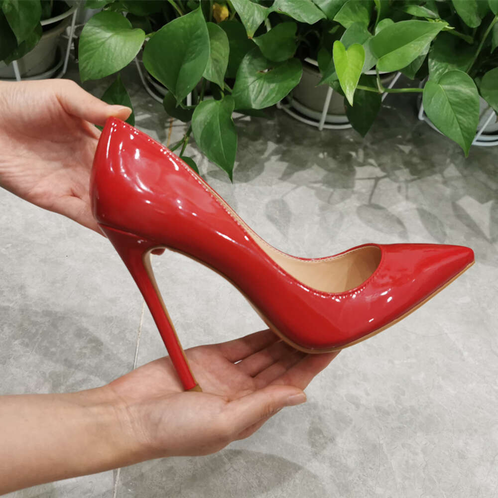 Onlymaker Women's Pointed Toe 10 12Cm Pumps Slip-Onthin Patent Leather Party Wedding Office Lady Big Size Heels