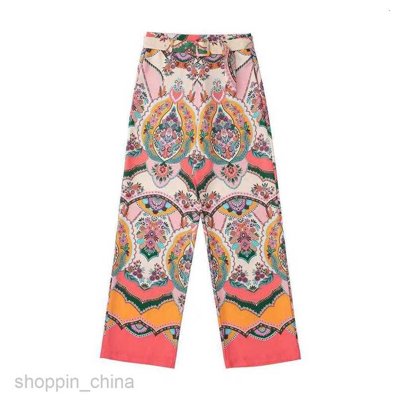 Women's Tracksuits Women's pants elegant button printed long sleeved shirt waisted shorts and wide leg pants Sets