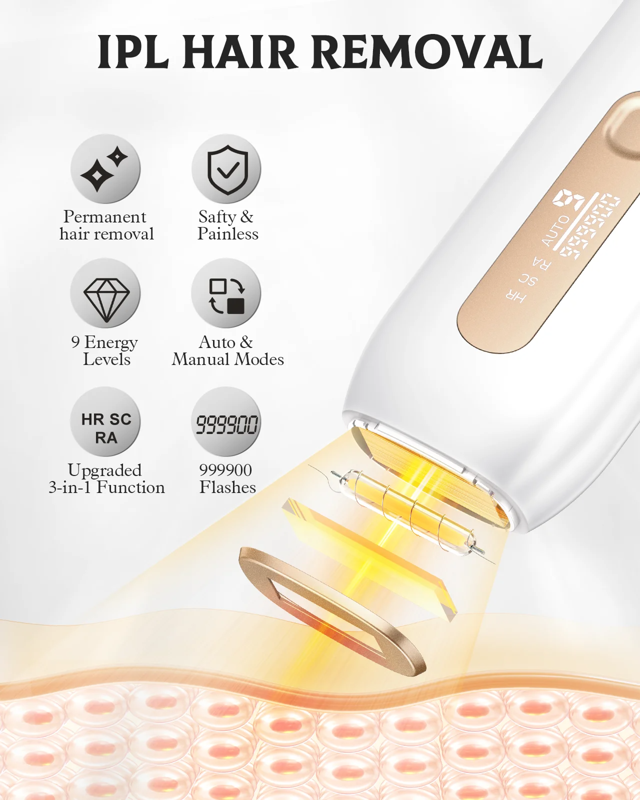 Hair Removal 999900 Flashes LCD Display Painless Electric Epilator Body Legs Armpit Facial Bikins Whole Body Use Men Women