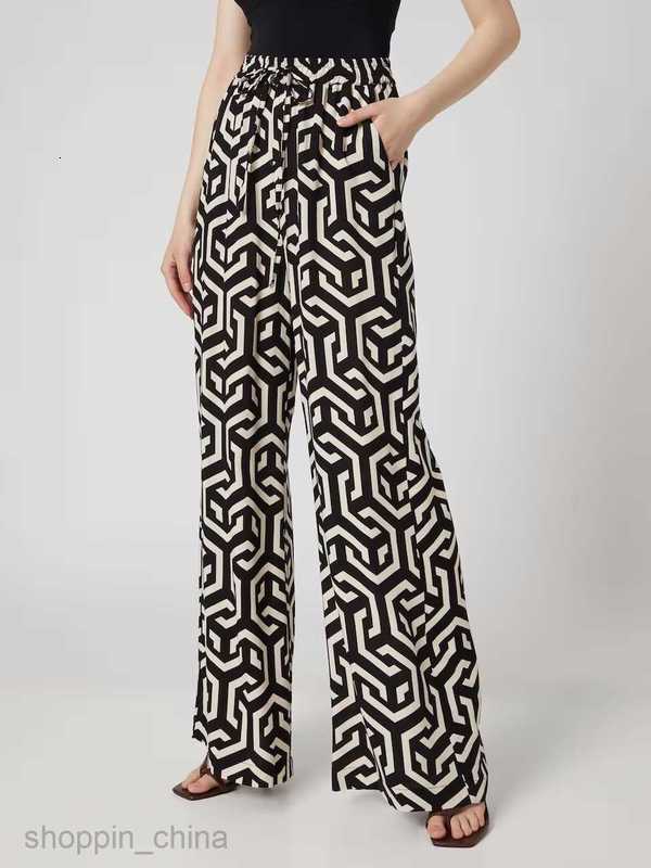 Women's Pants Capris Commuter women's new spring/summer printed striped waisted loose casual wide leg pants