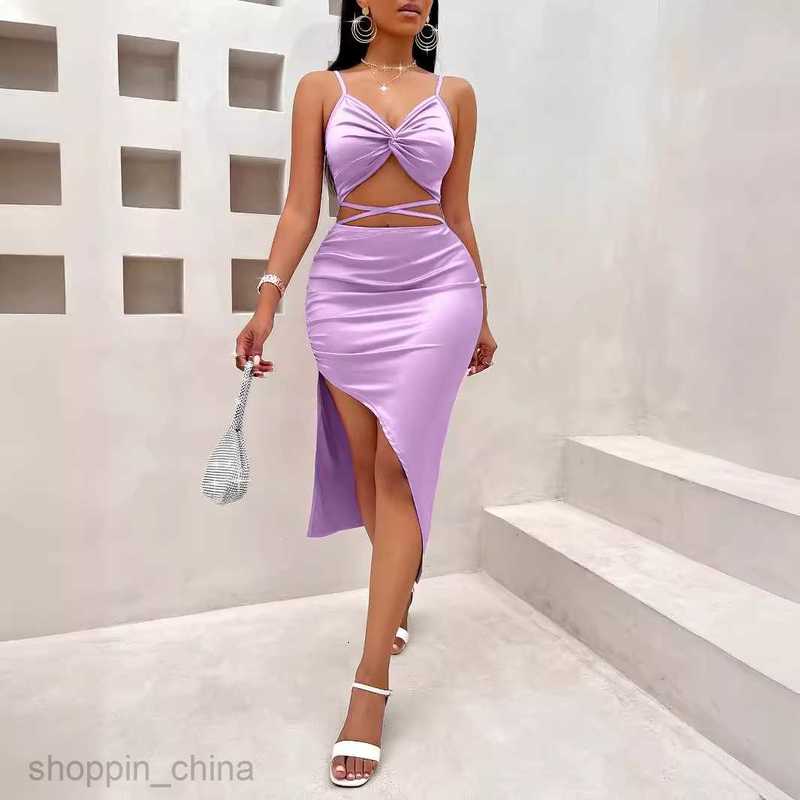 Basic Casual Women Dresses Summer New Fashion Women's Sexy Twisted Strap Colored Ding Dress