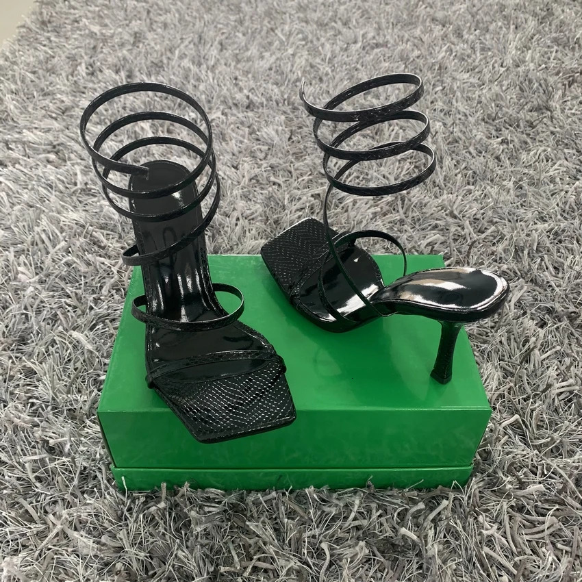 Fashion Summer Womens High Heel Sandals Thin High Heel Narrow Band Roman Sandals Gladiator Ankle Cross Band Sandals Womens 240614