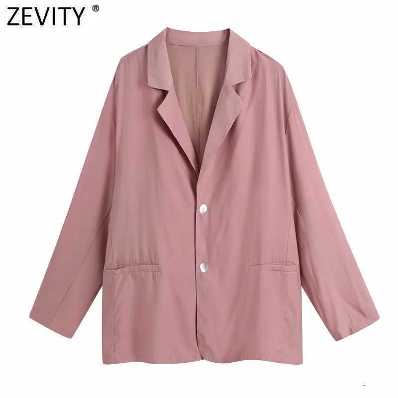 Zevity Women Fashion Notched Collar Loose Smock Blouse Office Lady Long Sleeve Business Shirts Chic Femininas Blusas Tops LS9221 210603