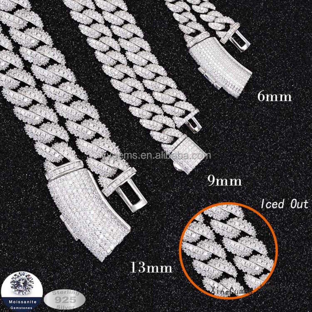Wholesale for Men 6mm 9mm 13mm Width Sier Gold Plated Vvs Moissanite Dia Cuban k Chain