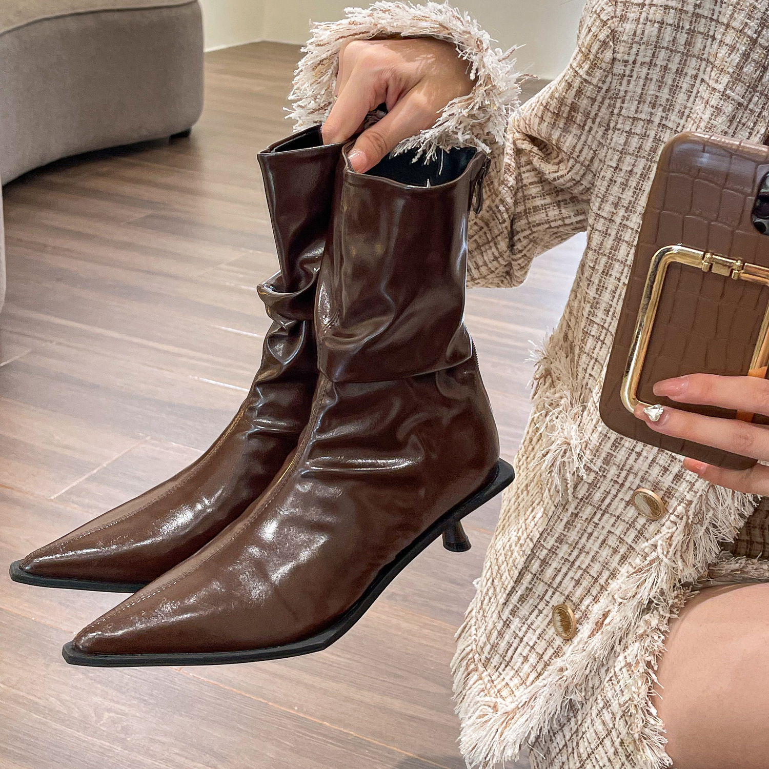 2024 Autumn Casual Boots for Women Cozy Minimalist Style Comfy Chunky Heels | Triple White