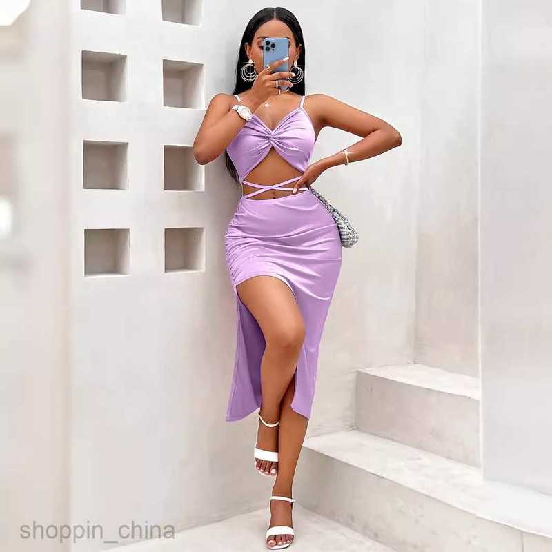 Basic Casual Women Dresses Summer New Fashion Women's Sexy Twisted Strap Colored Ding Dress