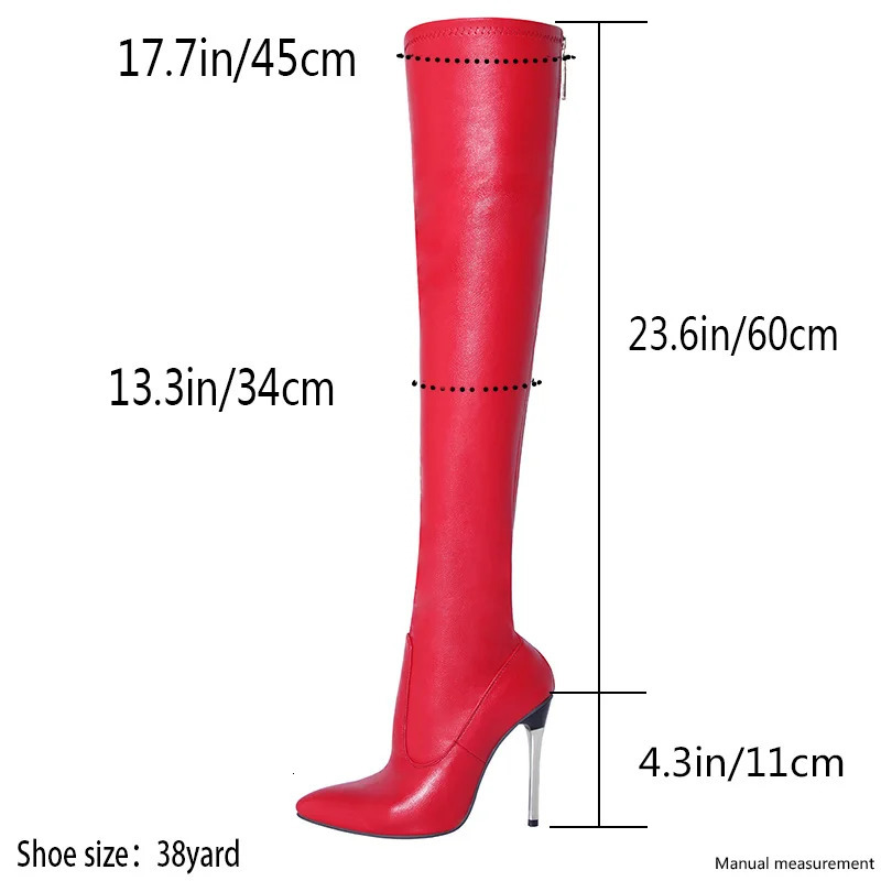 Winter Sexy Women Boots High Heels Black Over The Knee Boots Back Zip Big Size 45 Womens Elastic Long Boots 240613