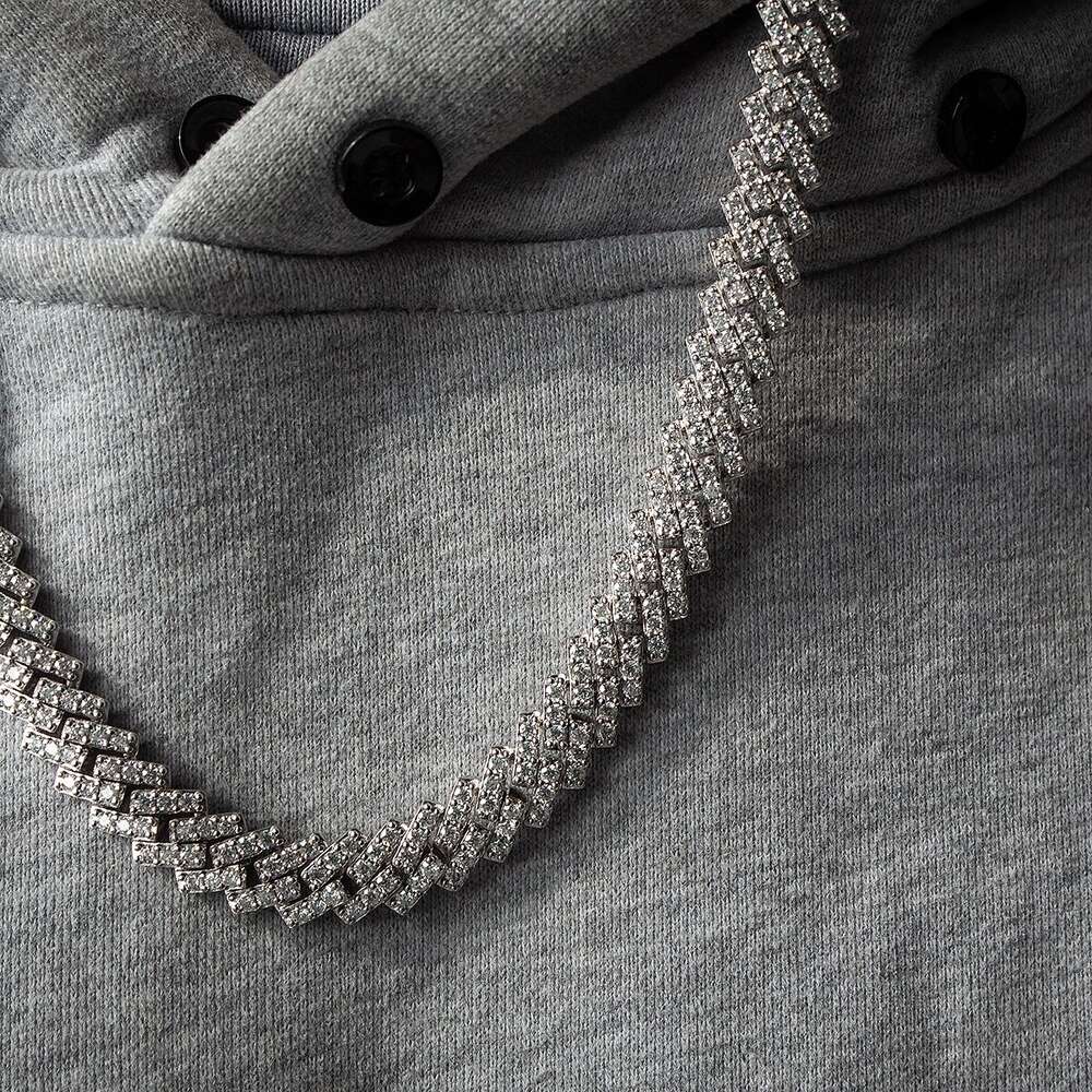 10mm Hip Hop S925 Silver Jewelry Iced Out Necklace Moissanite Diamond Cuban Chains