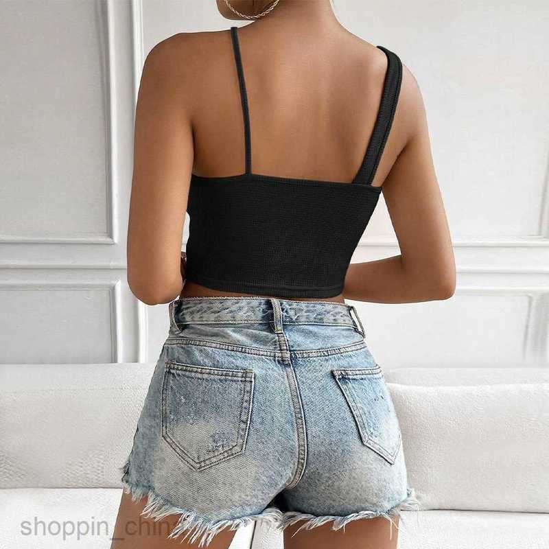 Women's T Shirt Women's autumn/winter new slim sexy hollow out waffle ultra short suspender vest tees tops