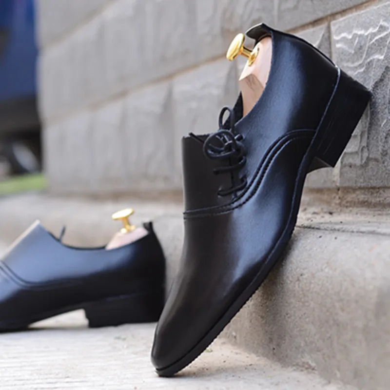 Mazefeng Men Leather Shoes Man Business Dress Classic Style Flats Lace Up Pointed Toe Shoe For Men Oxford Shoes 240614