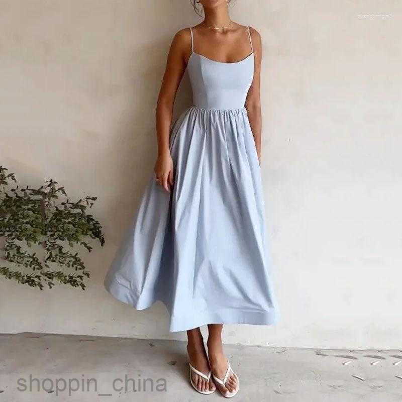 Casual Dresses Women Elegant Corset Party Dress Sexy Fashion Strap Sleeveless High Waist Halter Pleated Evening Cocktail Y2K Clothes