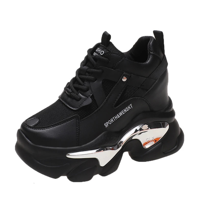 Womens Short and Fat Sports Shoe Platform Ulzzang Sports Shoes Summer Thick Sole Breathable Mesh Casual Shoes 11CM High Heel Shoes Womens 240614