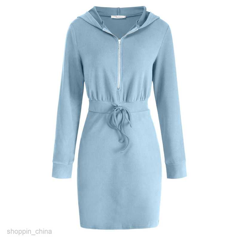 Basic Casual Women Dresses Women's autumn winter new long sleeve Hooded Dress short skirt
