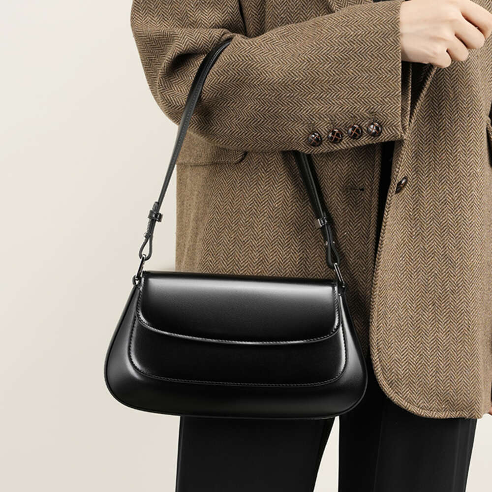 Toptrends Genuine Leather Underarm Shoulder For Women Trend Designer Saddle Crossbody Bags Ladies Handbags And Purses H6.14#135