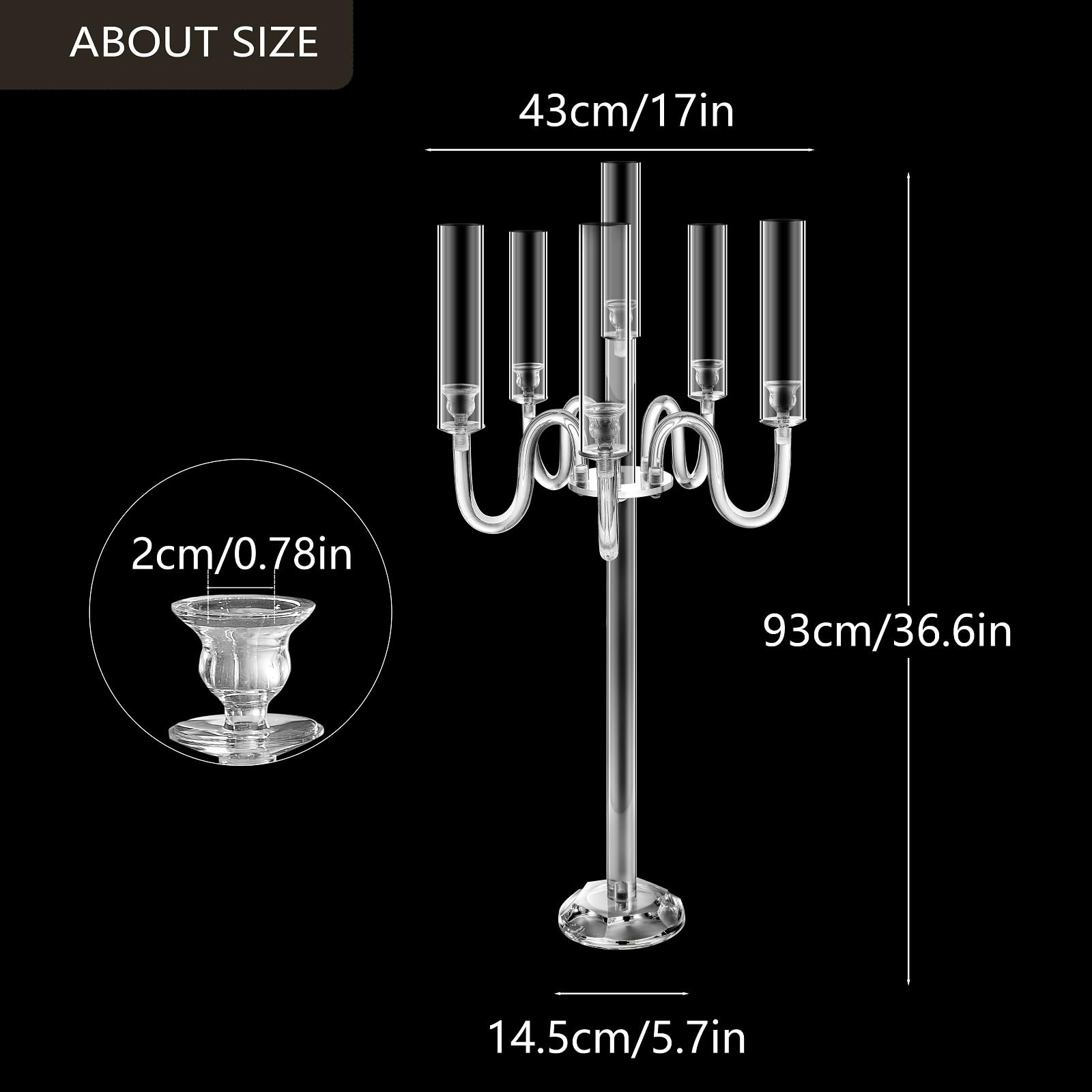 Glass 5 Arms Floor Candelabra Event Candelabrum Centerpiece Acrylic Candlesticks Crystal Candle Holders Centerpieces For Wedding Table XJ260305