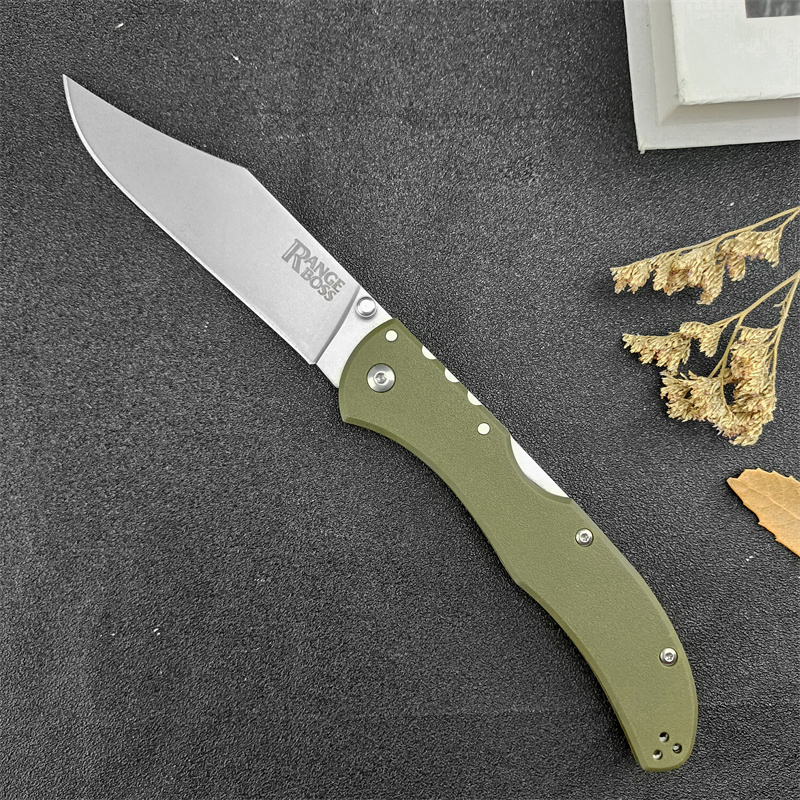 Newest 20KR7 Range Foding Knife 4 Stonewashed Cip Point Bade OD Green GFN Handes Outdoor Tacticas Sef Defense Hunting Camping Knive 535 15535 615 3300