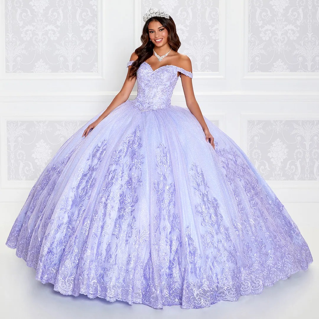 Lilac Mexican Quinceanera Dresses Ball Gown Off The Shoulder Appliques Puffy Charro Sweet 16 Dresses 15 Anos