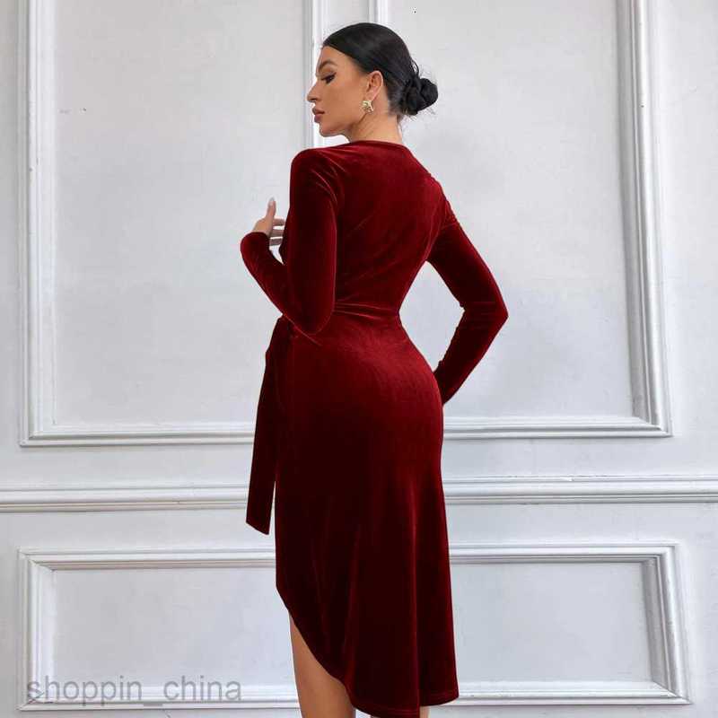 Basic Casual Women Dresses Sexy long dress V-neck bag hip irregular medium long dress cocktail dress female