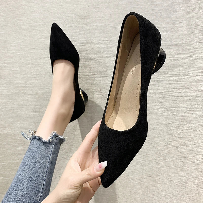 Womens Pump Solid Dot Toe Plush Thick High Heel Rhinestone Decoration Party Shoes Gladiator 35-43 Kopmkp Fashion 240612