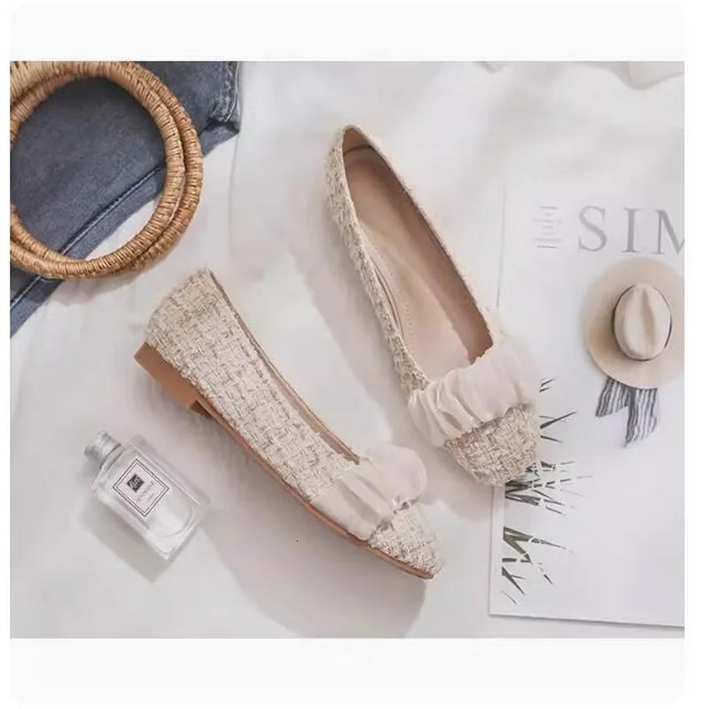 Square Toe Shoes Womens Flat 2024 perfume Warm Light Casual Soft Sole Plus Size Womens Shoes 240614