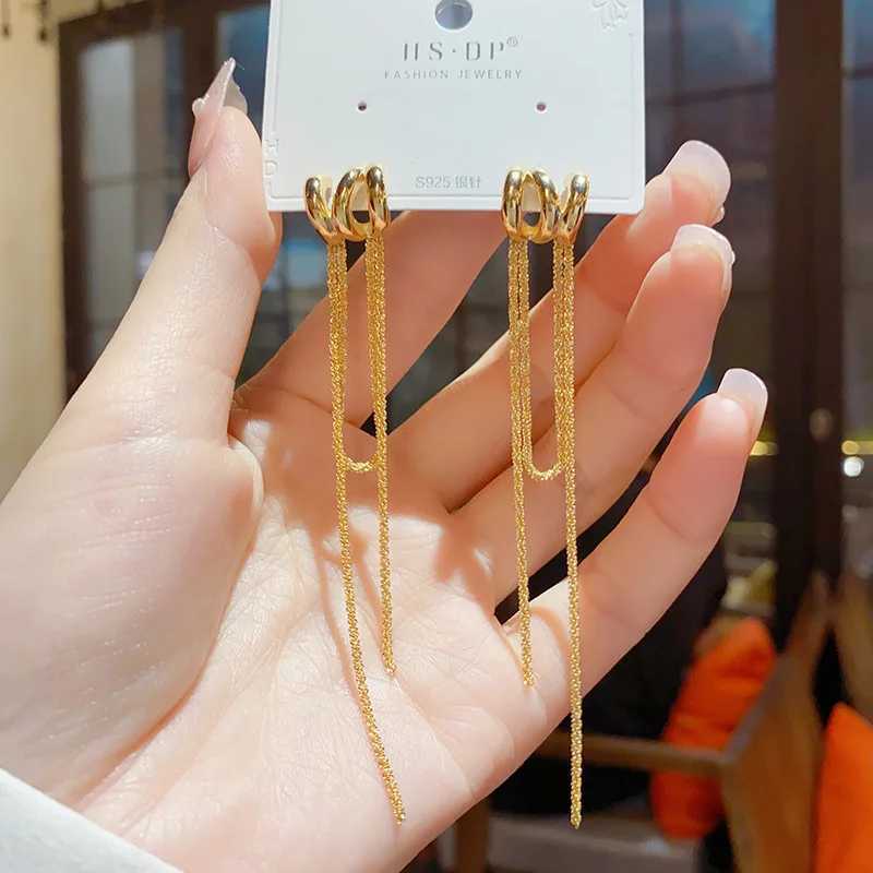 Earrings Korea Japanese Style Jewelry Elegant Long Tassel Stud Earrings for Women Fashion Accessories Delicate Metal Earrings 230831