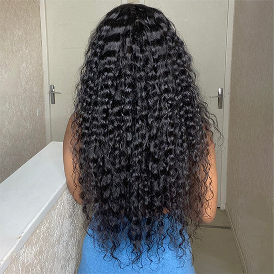 150 Ddensity Curly Human Hair Wigs Brazilian Water Wave Lace Front Wigs For Black Women Pre Plucked Black Color Deep Wave Frontal Wig