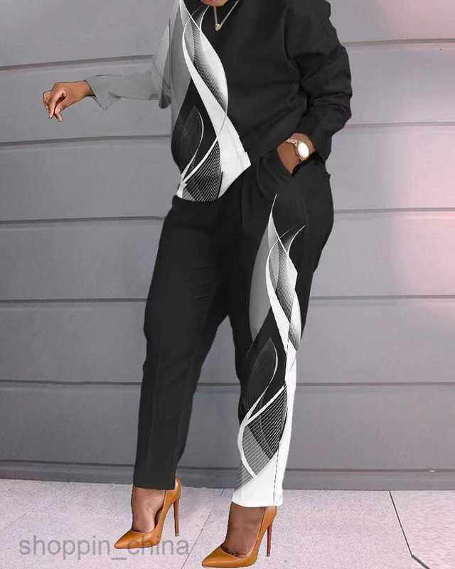 Women's Tracksuits Autumn/Winter New Women's Wear Long Two piece Set Long Sleeves and Printed Pants Set for Women Sets