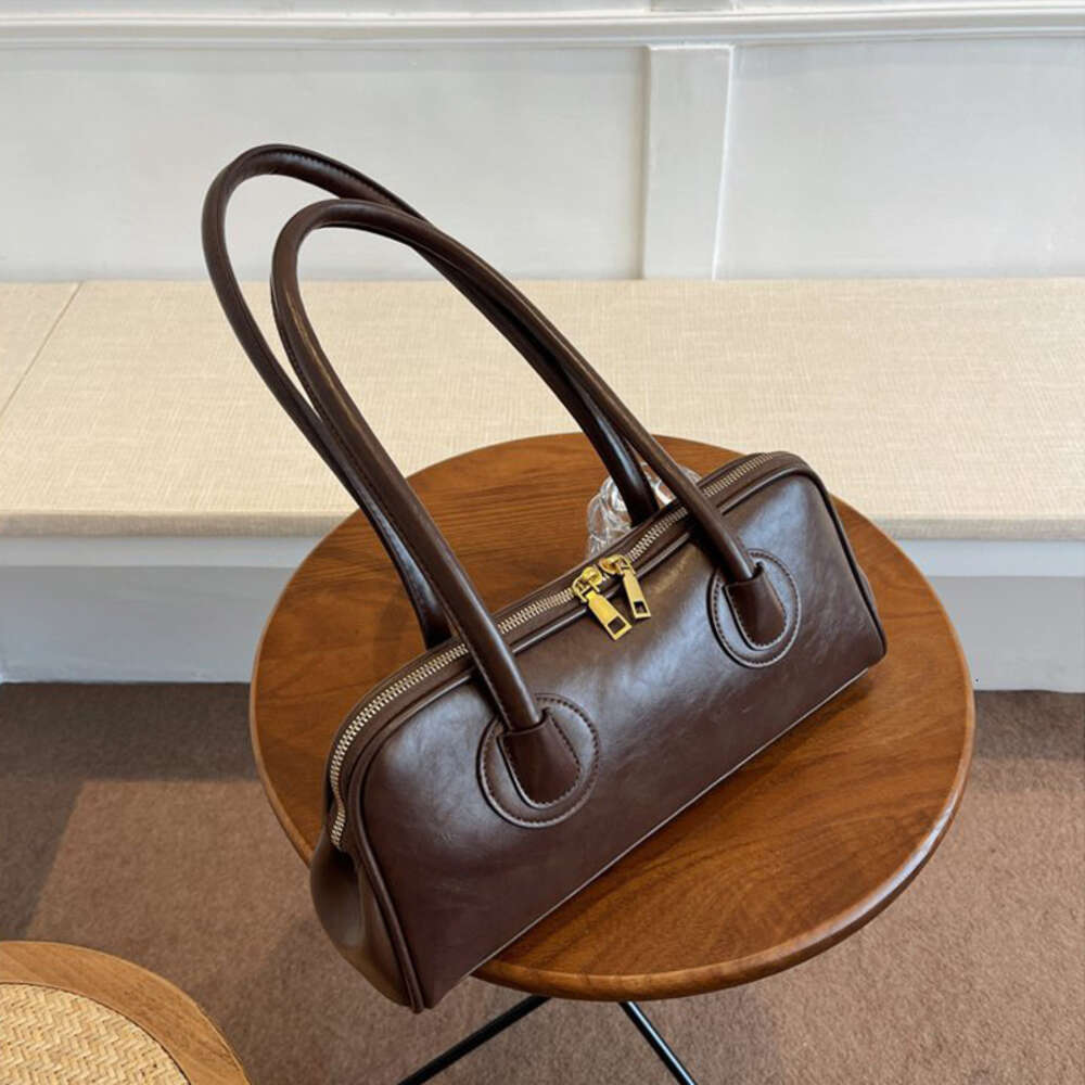 New Boston Pillow Tote Women Real Leather Retro Bowling Bag Designer Handbag Large Capacity Crossbody Bags #54