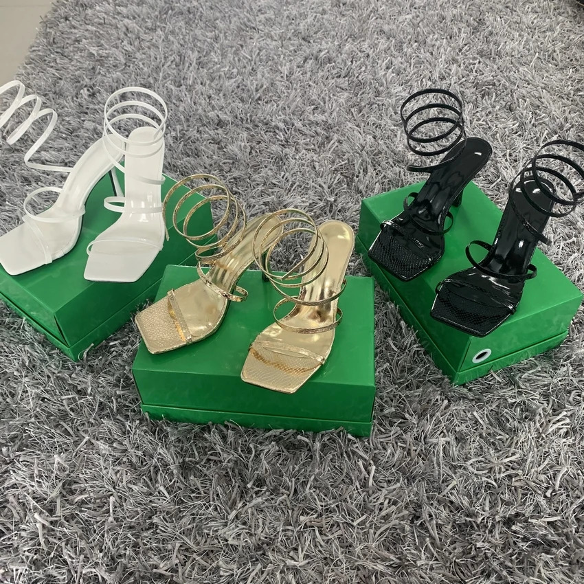 Fashion Summer Womens High Heel Sandals Thin High Heel Narrow Band Roman Sandals Gladiator Ankle Cross Band Sandals Womens 240614