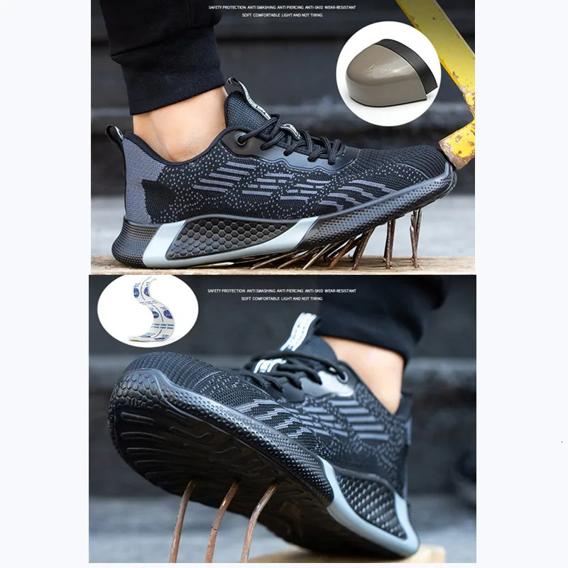 Lightweight Indestructible Men Safety Boots Work Sneakers Women Insole Protective Steel Toe Shoes