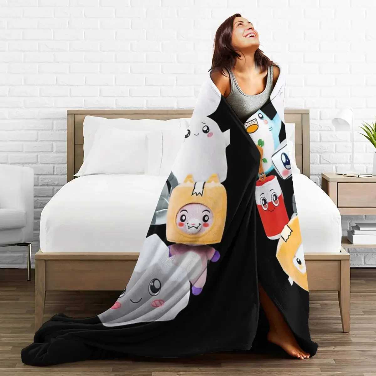 Blankets Rocky Lankybox Lanky Box Blankets Soft Warm Flannel Throw Blanket Cover for Bed Living room Picnic Travel Home SofaL406