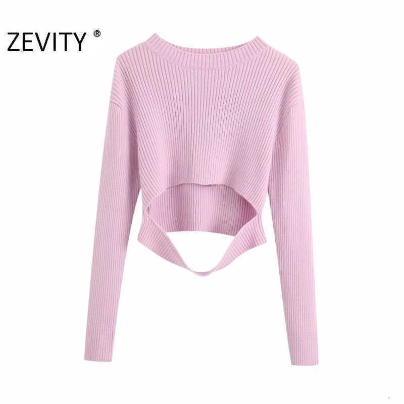 Zevity women fashion o neck long sleeve crop Sweater chic female sexy basic casual slim streetwear Knitting Pullover tops S386 210603