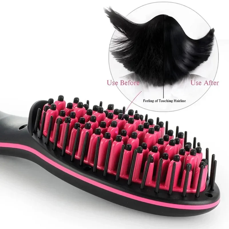 Electric Hair Straightening Brush Hot Comb Adjustable Temperature Hair Straightener Professional Women's Hair Heating Comb