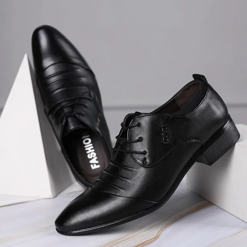 Classic Men Dress Shoes Lace-up White Leather Shoes for Man Plus Size Point Toe Business Casual Mens Formal Shoes for Wedding 240614