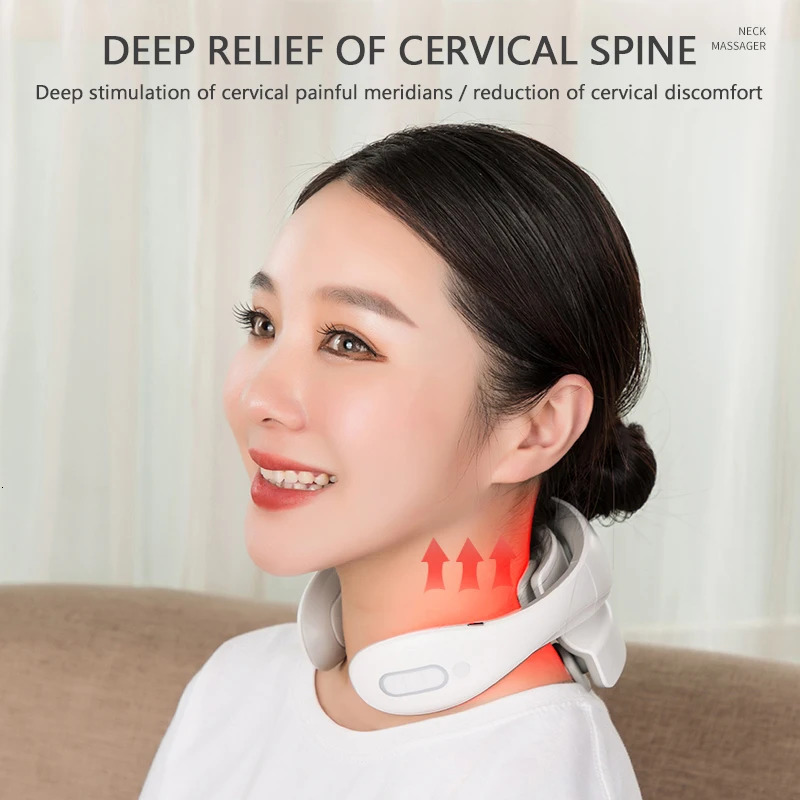 Neck Massage Instrument Intelligent Electric Rechargeable Heating Pressing Magnetic Pulse Neck Massage Instrument 240531
