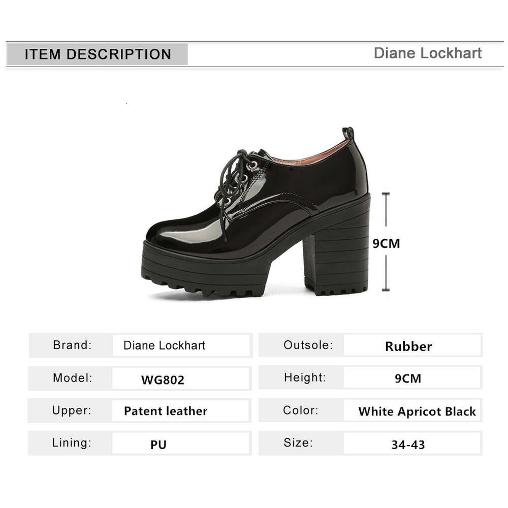 Classic Lace-Up For Women Black White Short Boot Platform Euro Style Women's Shoes Autumn Spring Punk High Heels Shoe
