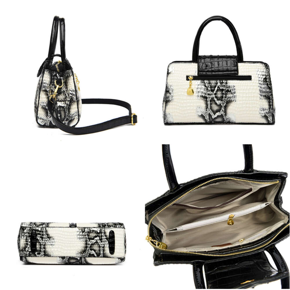 New 2023 Crocodile Cowhide Women's High Quality Leather Large Capacity Female One Shoulder Handbag Boston Pillow Bag H6.14#54 ddmythur