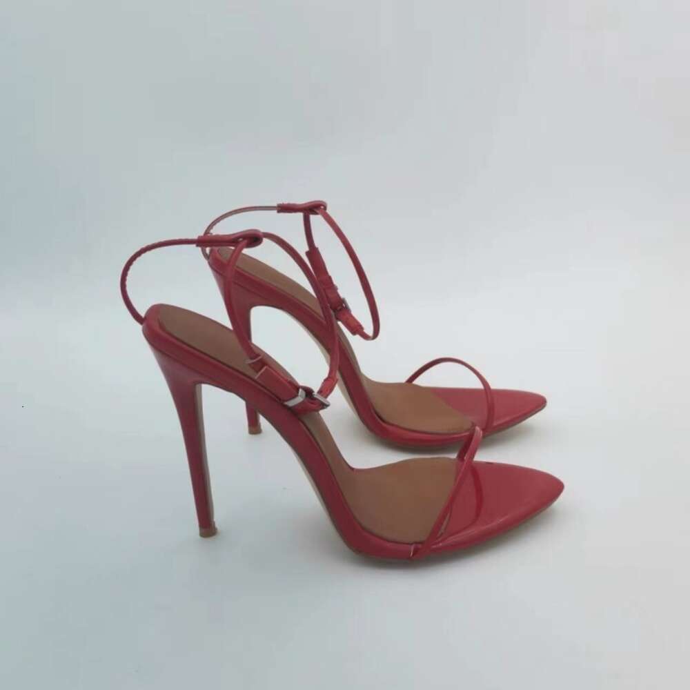 Sexy Women's Sandals Summer New 2024 Ankle Strap Flip Flops Black Red White Heeled Party Wedding Dance Shoes Large Size