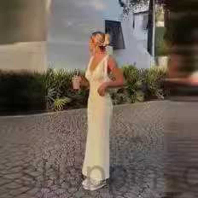 Basic Casual Women Dresses Women's Summer Sexy V-Neck Sleeveless Long Slim Wrapped Hip Style Slimming Dress