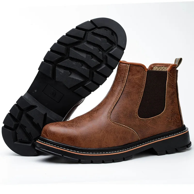 Waterproof Safety Boots Men Steel Toe Work Boots Anti-smash Stab-resistant Safety Shoes 240614