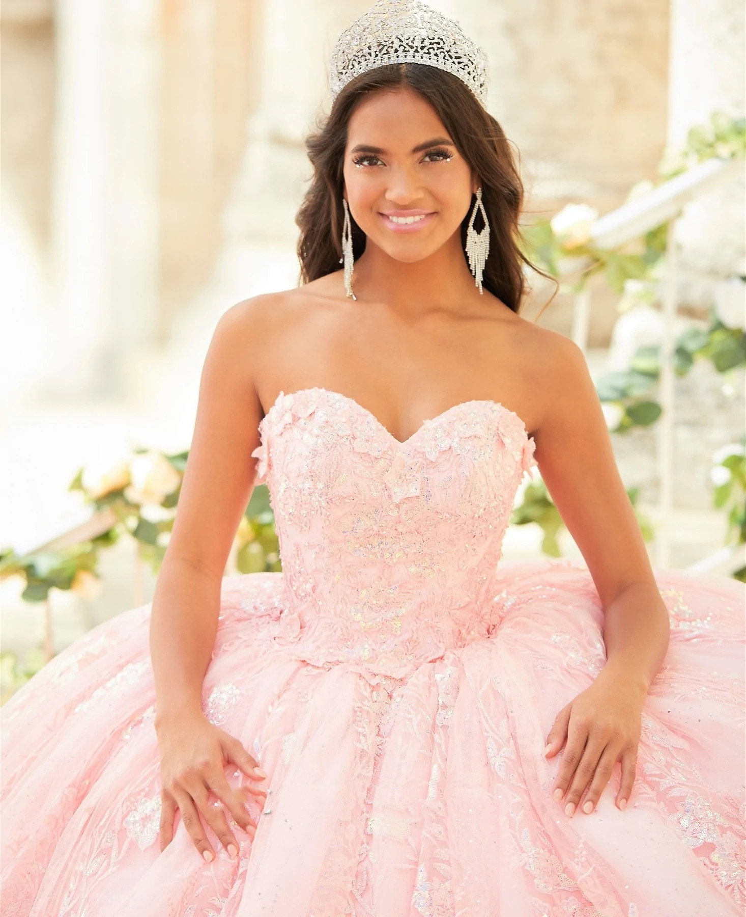 Pink Mexican Quinceanera Dresses Ball Gown Sweetheart Tulle Appliques Sparkly Puffy Charro Sweet 16 Dresses 15 Anos