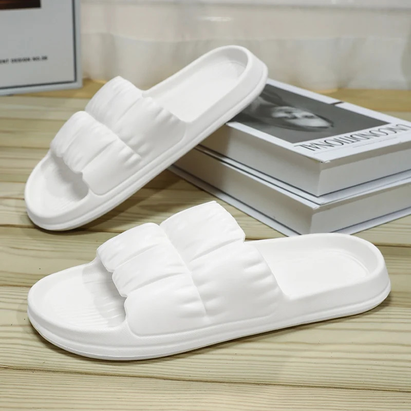 Solid womens slippers flat bottom ultra light family bathroom non slip quick drying sandals mens casual shoes 240614