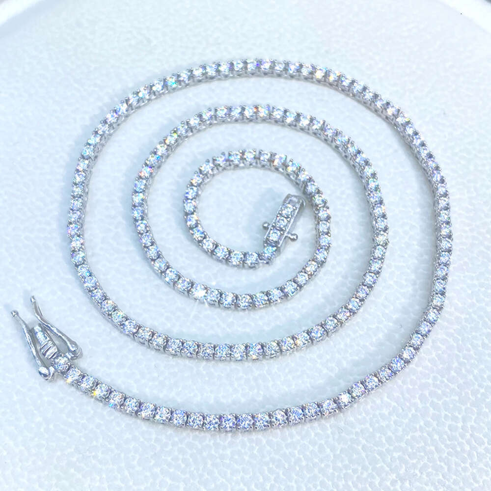 Traxnyc Silver or Gold Iced Out Diamond Tennis Chains 4mm Vvs White Chain Necklaces for Men Women